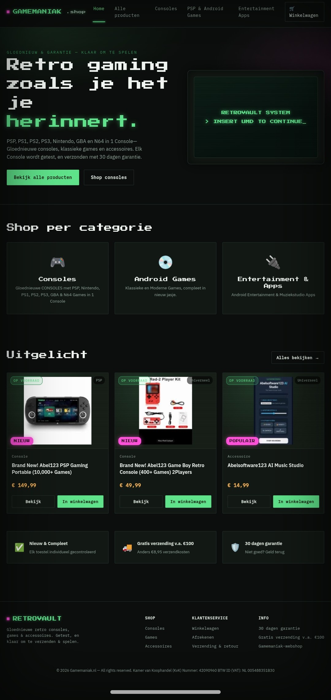 Gamemaniak Webshop